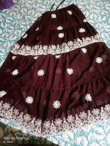 Purple Chikankari Skirt