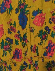 Urban Outfitters Mustard Yellow Floral Dress With Slit Back