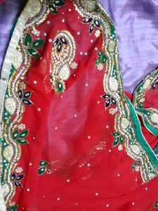 Red Stone Work Saree