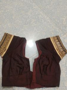 Heavy Embroidery Saree.... Peach And Brown Beautif
