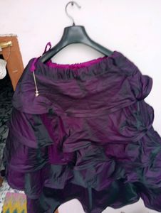 Long Ruffle Skirt With Neck Cover Blouse
