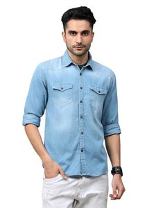 Denim Casual Shirt, 3XL SIZE