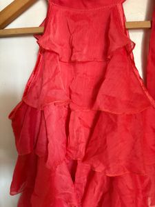 Coral Ruffled Halter Top