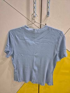 Cute Blue Ribbed Tee
