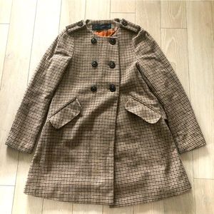 Zara Double Breasted Plaid Wool Coat Size(S)
