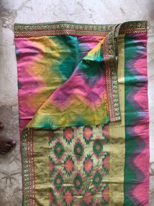 Multi Colour Saree With Heavy Border And Blouse