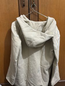 Elegant Beige Hooded Coat
