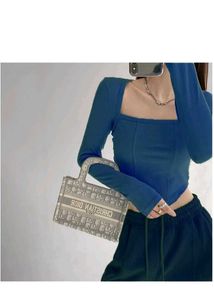 Square Neck Long Sleeve Crop Top