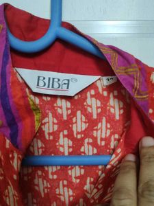 Biba Red Printed Anarkali Kurta