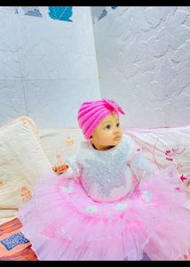Cute Pink Baby Dress & Hat Set