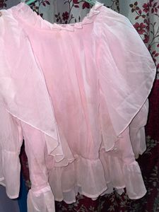 Pink Ruffle Chiffon Top
