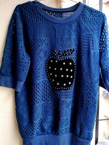 Blue Apple Patch Top