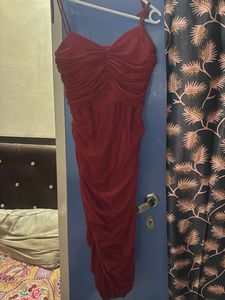Red Ruched Bodycon Dress