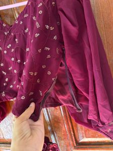 Bright Marron Colour Dress For Girls