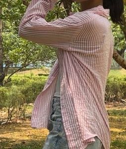Pink Striped Oversized Shirt