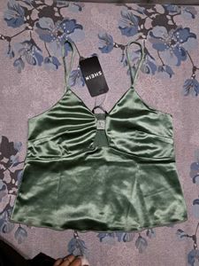 Green Satin Cami Top