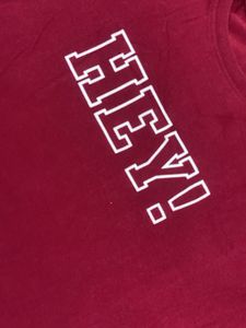 Burgundy "HEY!" Long Sleeve Tee