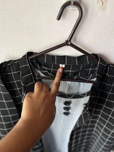 Stylish Black And Grey Kurti With Koti Or Shrug