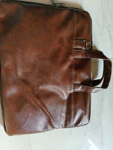 Brown Faux Leather Laptop Bag
