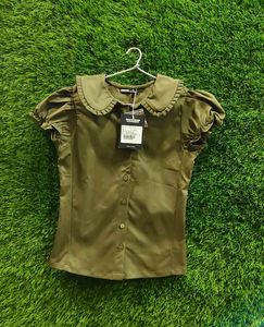 Bonkers Olive Green Collared Top