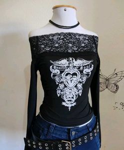 Black Lace Trim Top
