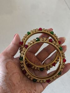 Bangles (golden with kundan)