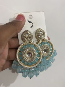 Teal & Gold Statement Earrings
