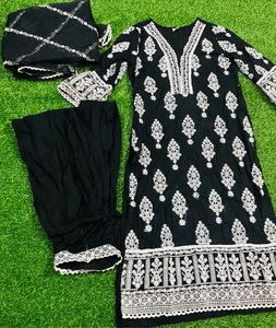 Elegant Black Embroidered Pakistani Suit