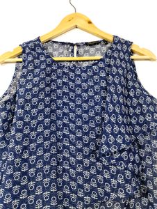 Park Avenue Navy Blue Printed Top (Women)