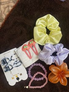 floral claw clip,hand bracelets,cruchies,normal ha