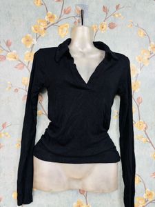 Black Long Sleeve Polo Shirt
