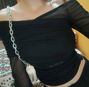 Mesh Black Cross Top