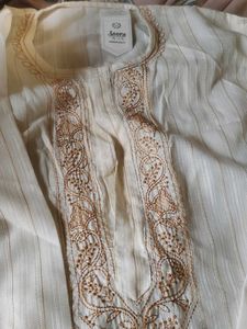 Cream Kurtha Ethnic Wear Men