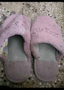 Pink Warm Slippers In 5:5 -6 Size For Women