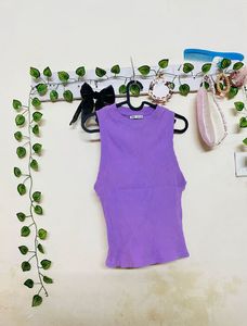 Zara Purple Ribbed Tank Top