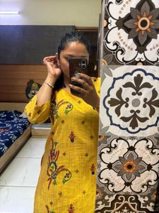 Yellow Embroidered Kurta