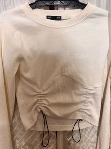 Cream Long Sleeve Crop Top