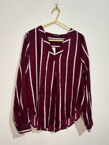 Striped V-Neck Long Sleeve Top