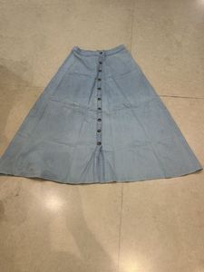 Denim Button-Down Skirt