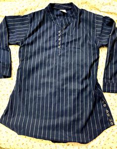 Striped Mandarin Collar Top
