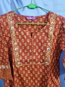 Libas Floral Print Cotton Kurta