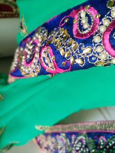 Elegant Green Embroidered Saree