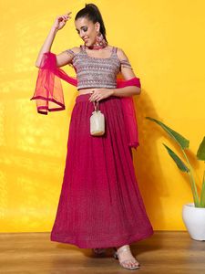 Magenta Embellished Lehenga Set