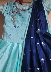 small girl  sky blue  stylish frock