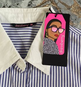 blue stripe crop shirt
