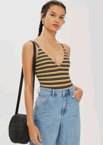 Topshop Sleeveless Bodysuit In Metallic Strap