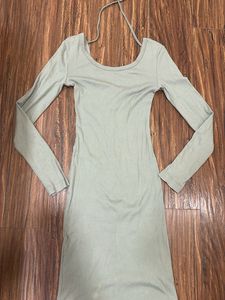 H&M Sage Green Long Sleeve Dress
