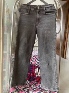 Grey Denim Straight Leg Jeans