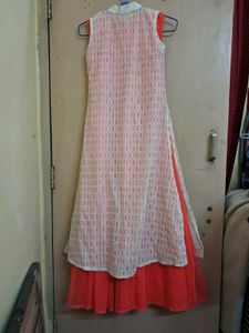 Coral &amp; Lace Overlay Dress