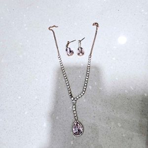 Pink Jewel Necklace & Earring Set